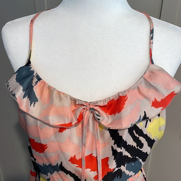 Parker Multicolor Pullover Razorback Blouson Cocktail Mini Dress - Size Med - Picture 7 of 13